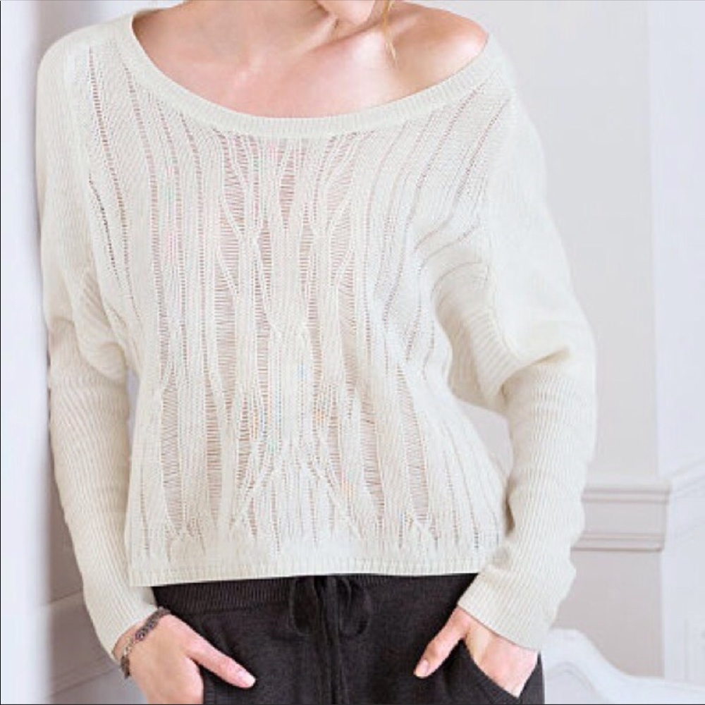 Victoria’s Secret plush knit sweater over the shoulder